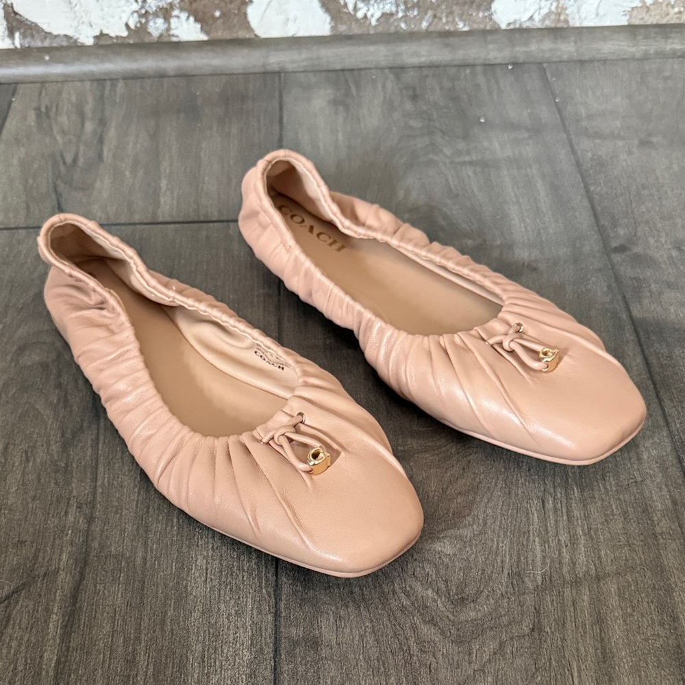 Coach Eleanor Nude Pink Leather Ballet Flats